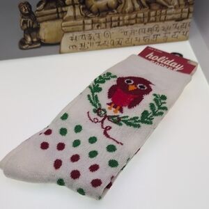 Festive Owl Socks with Polka Dots